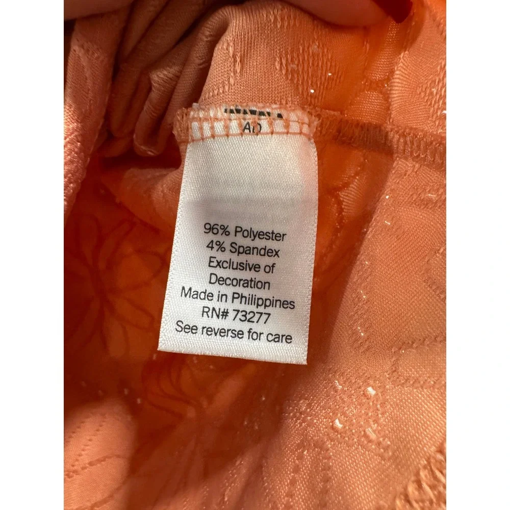 LC‎ Lauren Conrad Coral Orange Floral Eyelet Puff Sleeve Top Sz S